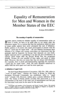 Equality of remuneration for men and women in the member states of the EEC