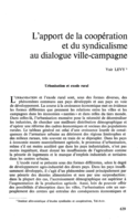 L'apport de la coopération et du syndicalisme au dialogue ville- campagne