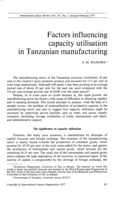 Factors influencing capacity utilisation in Tanzanian manufacturing