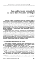 Les problèmes de productivité du travail dans l'industrie soviétique