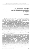 Les tendances récentes de la négociation collective en France