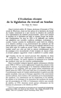 L'évolution récente de la législation du travail au Soudan