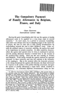 The compulsory payment of family allowances in Belgium, France, and Italy