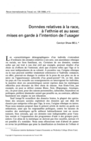Données relatives à la race, à l'ethnie et au sexe: mises en garde à l'intention de l'usager