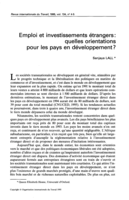 Emploi et investissements étrangers: quelles orientations pour les pays en développement?