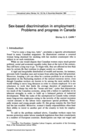Sex-based discrimination in employment: problems and progress in Canada