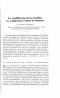 La rehabilitación de los inválidos en la República Federal de Alemania