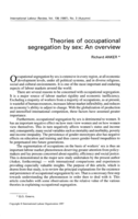 Theories of occupational segregation by sex: an overview