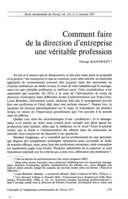 Comment faire de la direction d'entreprise une véritable profession
