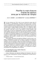 Planifier la main d'oeuvre d'après les signaux émis par le marché de l'emploi