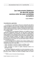 Les instruments bilatéraux de sécurité sociale conclus entre les pays socialistes européens