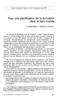 Pour une planification de la formation dans le tiers monde