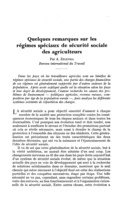 Quelques remarques sur les régimes spéciaux de sécurité sociale des agriculteurs
