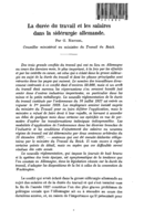 La durée du travail et les salaires dans la sidérurgie allemande