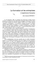La formation et les entreprises: l'expérience française