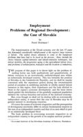 Employment problems of regional development: the case of Slovakia