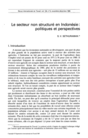 Le secteur non structuré en Indonésie: politiques et perspectives
