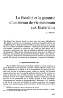 La fiscalité et la garantie d'un niveau de vie minimum aux Etats-Unis