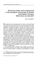Economic policy and employment in the transition economies of Central and Eastern Europe: what have we learned?
