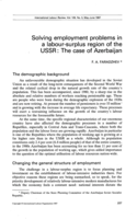 Solving employment problems in a labour-surplus region of the USSR: the case of Azerbaijan