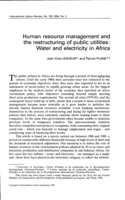 Human resource management and the restructuring of public utilities: water and electricity in Africa