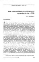 New approaches to social security provision in the USSR