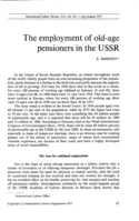 The employment of old-age pensioners in the USSR