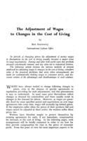 The adjustment of wages to changes in the cost of living