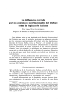 La influencia ejercida por los convenios internacionales del trabajo sobre la legislación italiana
