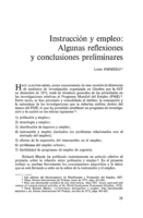 Instrucción y empleo: algunas reflexiones y conclusiones preliminares