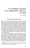 Les tendances récentes de la négociation collective en Italie