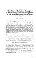 The role of the labour manager in undertakings under co-management in the Federal Republic of Germany