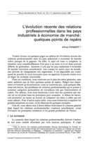 L'évolution récente des relations professionnelles dans les pays industriels à économie de marché: quelques points de repère