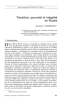 Transition, pauvreté et inégalité en Russie