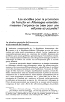 Les sociétés pour la promotion de l'emploi en Allemagne orientale: mesures d'urgence ou base pour une réforme structurelle?