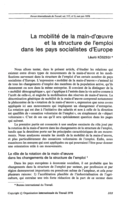 La mobilité de la main d'oeuvre et la structure de l'emploi dans les pays socialistes d'Europe
