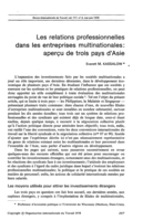 Les relations professionnelles dans les entreprises multinationales: aperçu de trois pays d'Asie