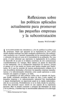 Reflexiones sobre las políticas aplicadas actualmente para promover las pequeñas empresas y la subcontratación