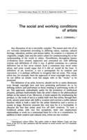 The social and working conditions of artists
