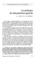 La politique de mécanisation agricole