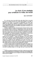 Le choix d'une stratégie pour améliorer le milieu de travail