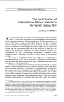 The contribution of international labour standards to French labour law