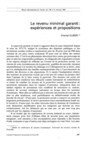 Le revenu minimal garanti: expériences et propositions