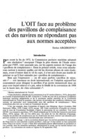 L'OIT face au problème des pavillons de complaisance et des navires ne répondant par aux normes acceptées