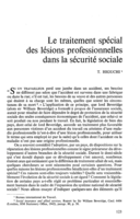 Le traitement spécial des lésions professionnelles dans la sécurité sociale