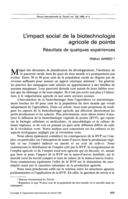 L'impact social de la biotechnologie agricole de pointe: résultats de quelques expériences