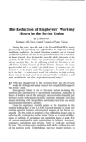 The reduction of employees' working hours in the Soviet Union