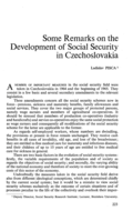 Some remarks on the development of social security in Czechoslovakia