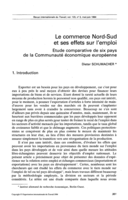Le commerce Nord-Sud et ses effets sur l'emploi: étude comparative de six pays de la Communauté économique européenne