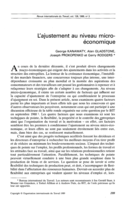 L'ajustement au niveau micro-économique